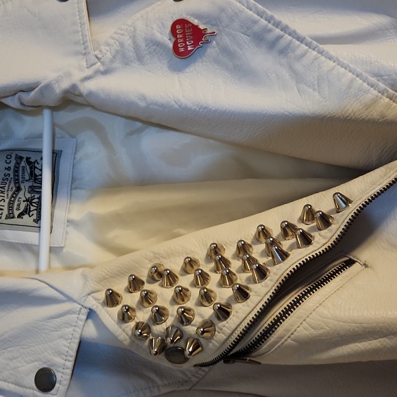 Custom Frankenstein's Monster White Faux Leather Jacket - Picture 4 of 5